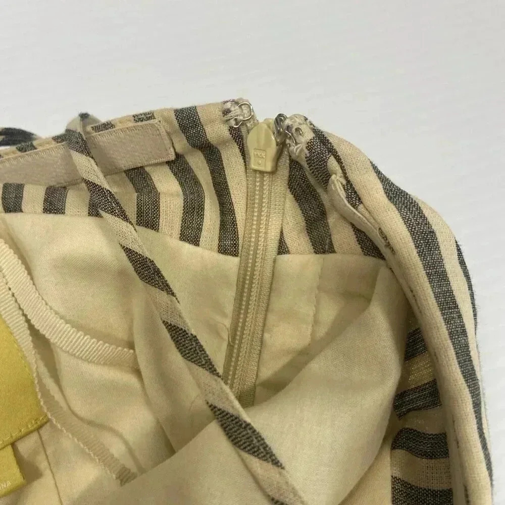 Anthropologie Maeve Changing Stripes Dress Beige Yellow Black Green Size 2 - Picture 10 of 15